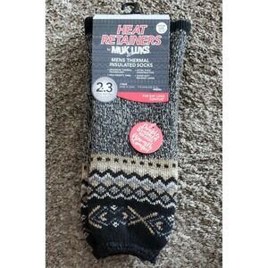 Muk Luks Heat Retainers Mens Thermal Insulated Socks NEW Size 10-13 Black/brown